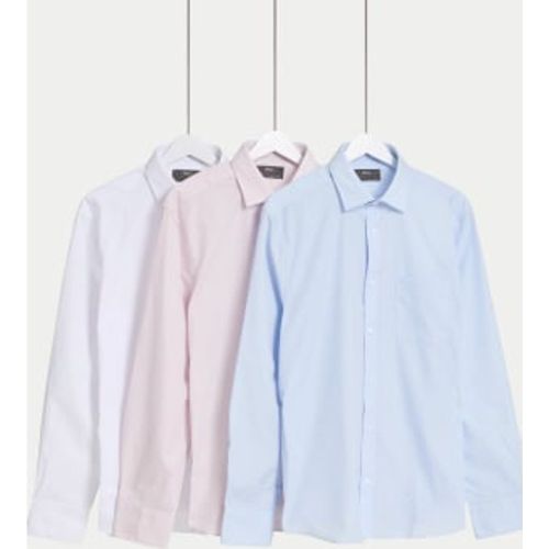 Mens 3pk Slim Fit Easy Iron Shirts - - M&S Collection - Modalova