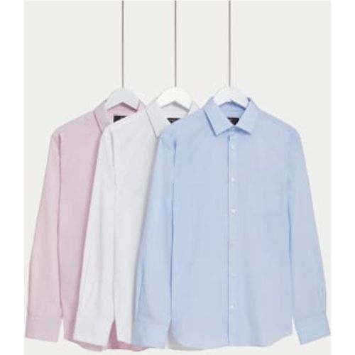 Mens 3pk Regular Fit Easy Iron Shirts - - M&S Collection - Modalova