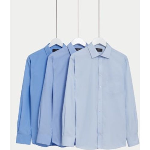 Mens 3pk Regular Fit Easy Iron Long Sleeve Shirts - M&S Collection - Modalova