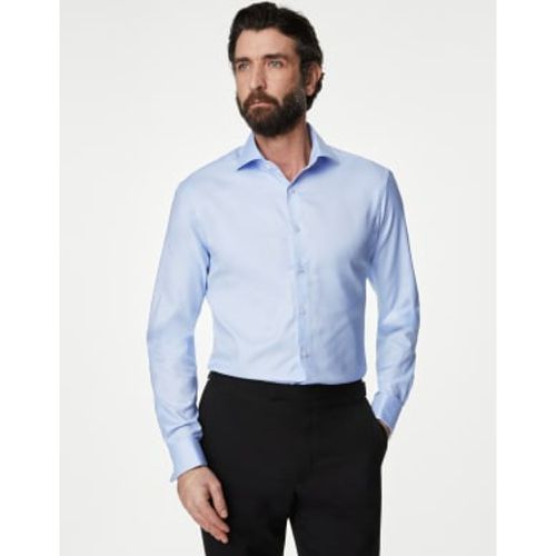 Mens Slim Fit Luxury Cotton Double Cuff Twill Shirt - - M&S SARTORIAL - Modalova