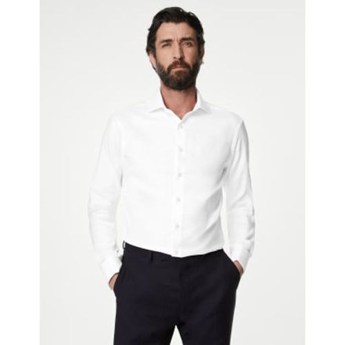 Mens Slim Fit Luxury Cotton Double Cuff Twill Shirt - - M&S SARTORIAL - Modalova