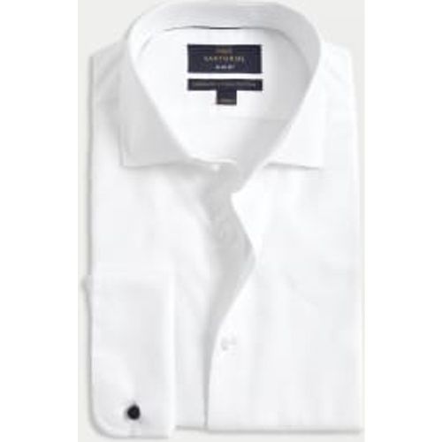 Mens Slim Fit Luxury Cotton Double Cuff Twill Shirt - - M&S SARTORIAL - Modalova