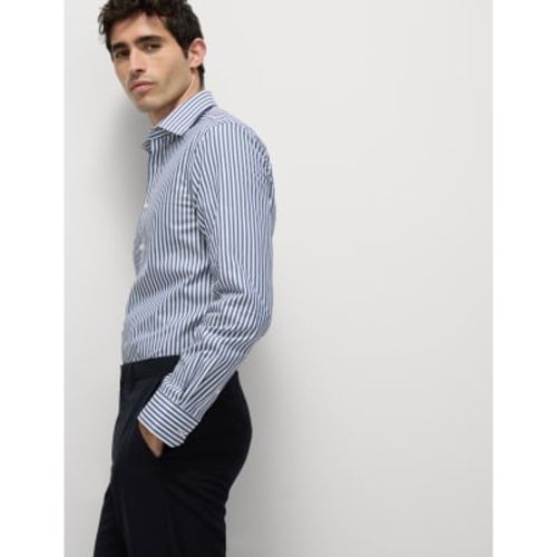 Mens Slim Fit Luxury Cotton Striped Shirt - - M&S SARTORIAL - Modalova