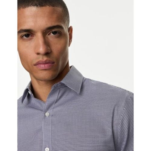 Mens Regular Fit Non Iron Pure Cotton Houndstooth Shirt - - M&S Collection - Modalova