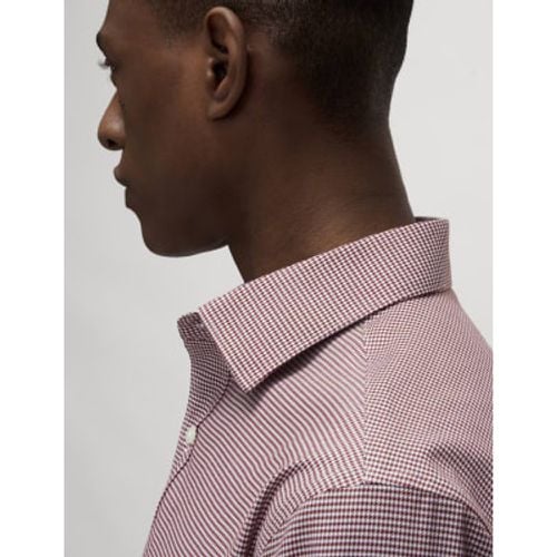 Mens Slim Fit Non Iron Pure Cotton Houndstooth Shirt - - M&S Collection - Modalova