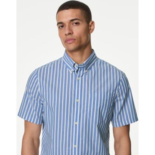 Mens Easy Iron Striped Poplin Shirt - - M&S Collection - Modalova