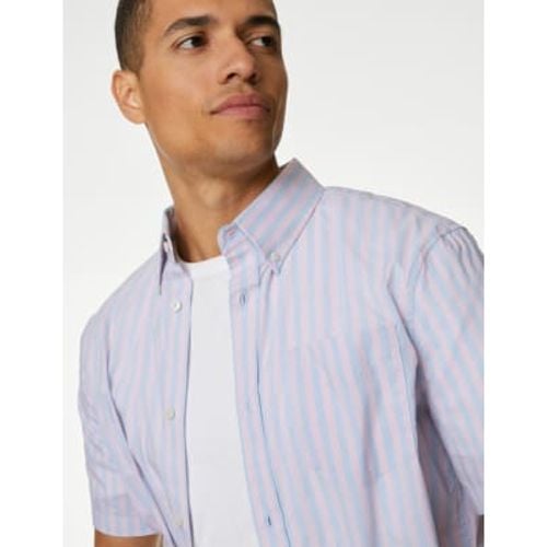 Mens Easy Iron Striped Poplin Shirt - - M&S Collection - Modalova