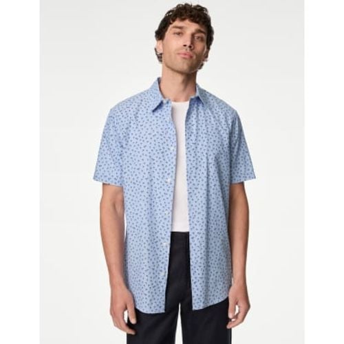 Mens Easy Iron Pure Cotton Geometric Print Shirt - - M&S Collection - Modalova