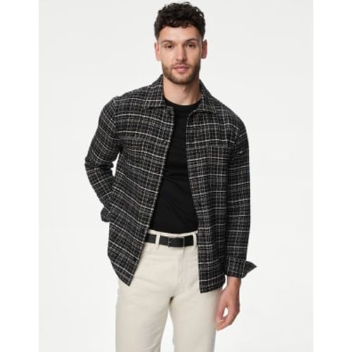 Mens Pure Cotton Textured Check Overshirt - - M&S Collection - Modalova