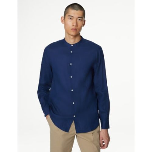 Mens Pure Linen Grandad Collar Shirt - - M&S Collection - Modalova