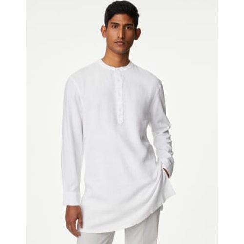 Mens Linen Rich Longer Length Kurta - - M&S Collection - Modalova