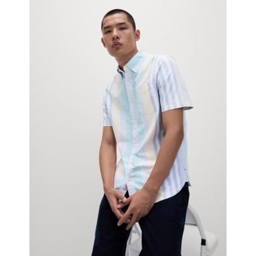 Mens Cotton Rich Striped Shirt - - M&S Collection - Modalova