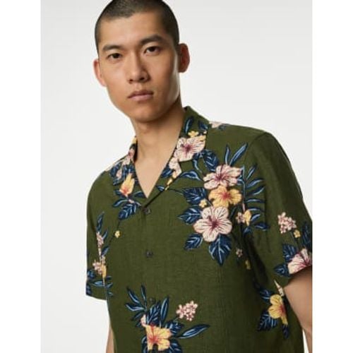 Mens Easy Iron Linen Blend Floral Shirt - - M&S Collection - Modalova