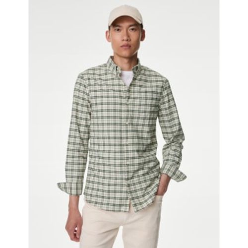 Mens Easy Iron Pure Cotton Check Oxford Shirt - - M&S Collection - Modalova