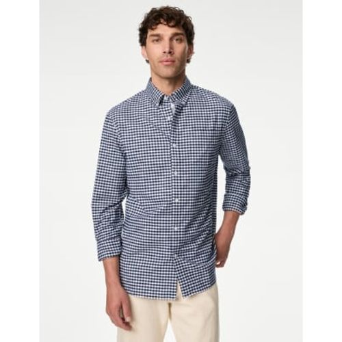 Mens Easy Iron Pure Cotton Check Oxford Shirt - - M&S Collection - Modalova