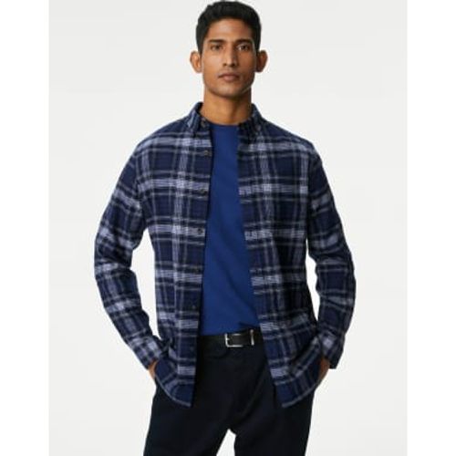 Mens Pure Cotton Flannel Shirt - - M&S Collection - Modalova