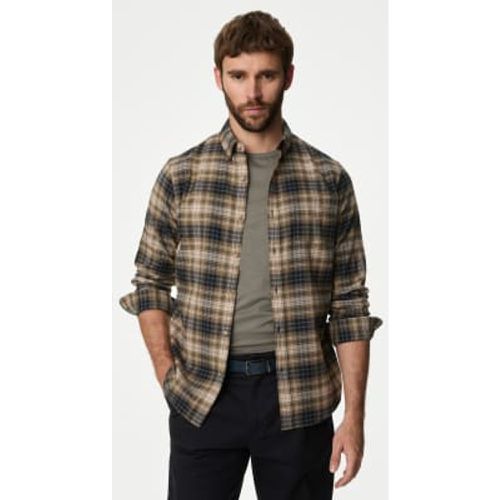 Mens Pure Cotton Flannel Shirt - - M&S Collection - Modalova