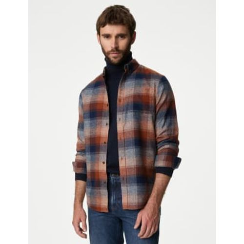 Mens Pure Cotton Flannel Shirt - - M&S Collection - Modalova