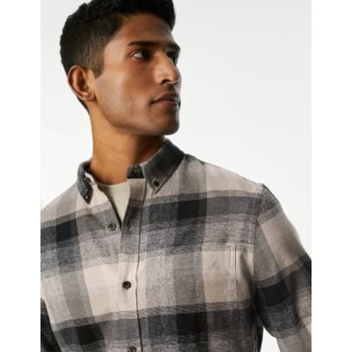 Mens Pure Cotton Flannel Shirt - - M&S Collection - Modalova