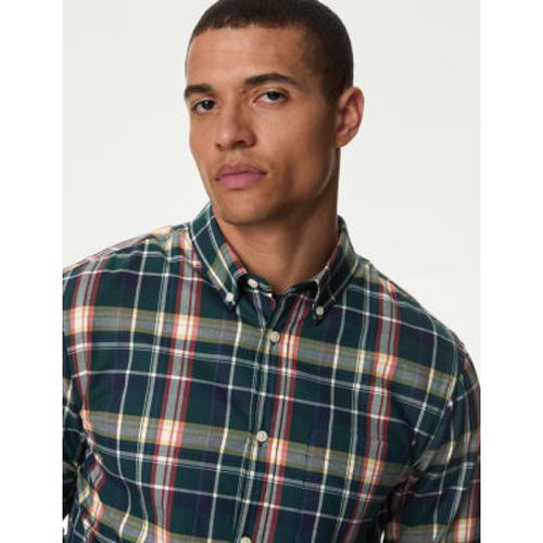 Mens Cotton Rich Check Oxford Shirt - - M&S Collection - Modalova