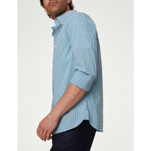 Mens Cotton Rich Gingham Check Oxford Shirt - - M&S Collection - Modalova