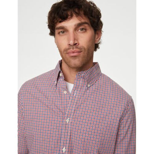 Mens Cotton Rich Gingham Check Oxford Shirt - - M&S Collection - Modalova