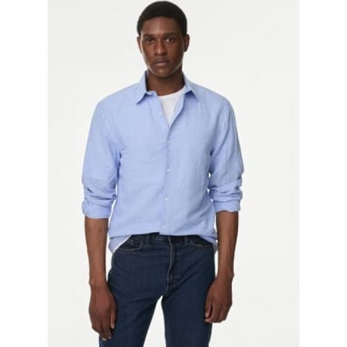 Mens Cotton Linen Blend Check Shirt - - M&S Collection - Modalova