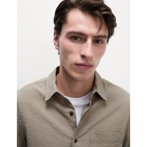 Mens Cotton Rich Seersucker Shirt - M&S Collection - Modalova
