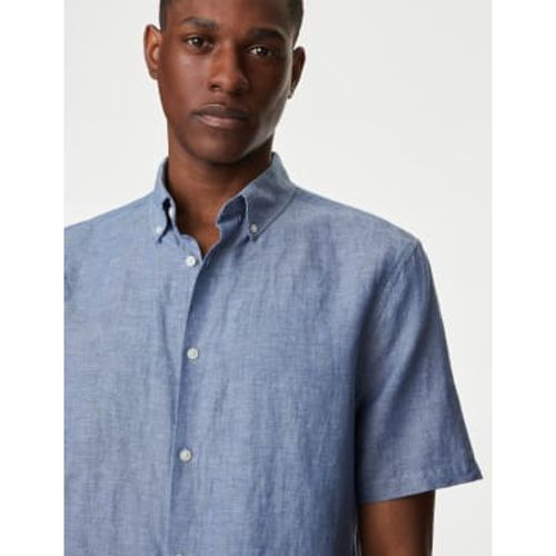 Mens Easy Iron Linen Rich Shirt - - M&S Collection - Modalova