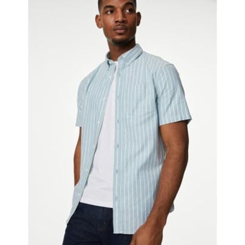 Mens Pure Cotton Striped Oxford Shirt - - M&S Collection - Modalova