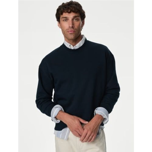 Mens Oversized Cotton Rich Crew Neck Sweatshirt - - M&S Collection - Modalova