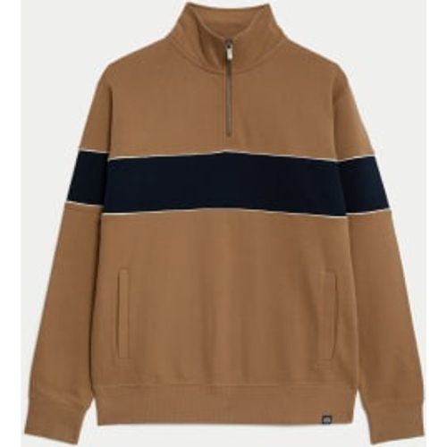 Mens Pure Cotton Colour Block Half Zip Sweatshirt - - M&S Collection - Modalova