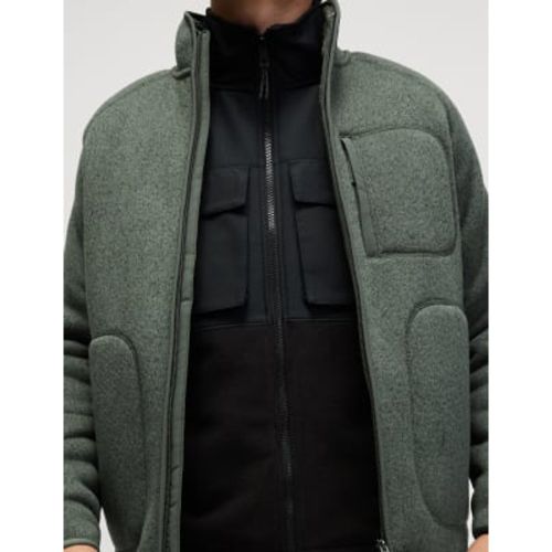 Mens Fleece Lined Knitted Zip Up Jacket - Goodmove - Modalova
