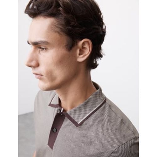 Mens Pure Cotton Jacquard Polo Shirt - - Autograph - Modalova