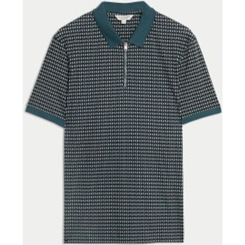 Mens Cotton Rich Geometric Half Zip Polo Shirt - - Autograph - Modalova