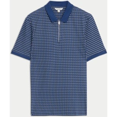 Mens Cotton Rich Geometric Half Zip Polo Shirt - - Autograph - Modalova