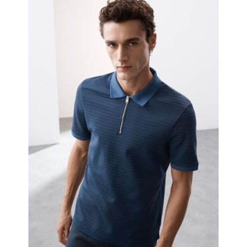 Mens Cotton Blend Textured Polo Shirt - - Autograph - Modalova