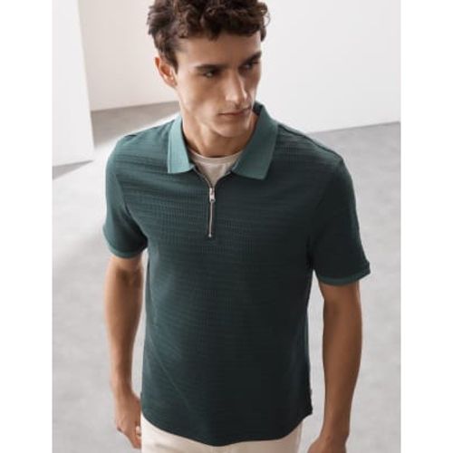 Mens Cotton Blend Textured Polo Shirt - - Autograph - Modalova