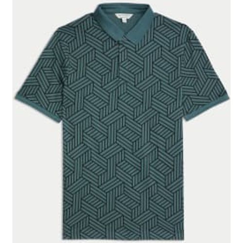 Mens Pure Cotton Geometric Print Polo Shirt - - Autograph - Modalova