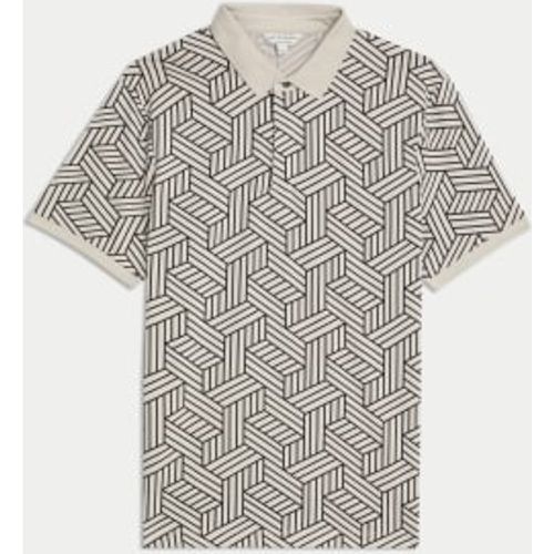 Mens Pure Cotton Geometric Print Polo Shirt - - Autograph - Modalova