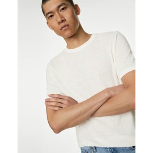 Mens Pure Linen T-Shirt - - M&S Collection - Modalova