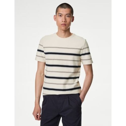 Mens Pure Cotton Herringbone Striped T-shirt - - M&S Collection - Modalova