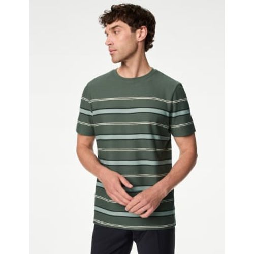 Mens Pure Cotton Herringbone Striped T-shirt - - M&S Collection - Modalova