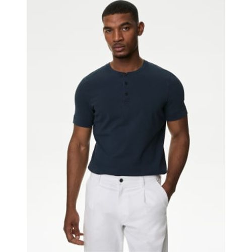 Mens Pure Cotton Henley T-Shirt - - M&S Collection - Modalova