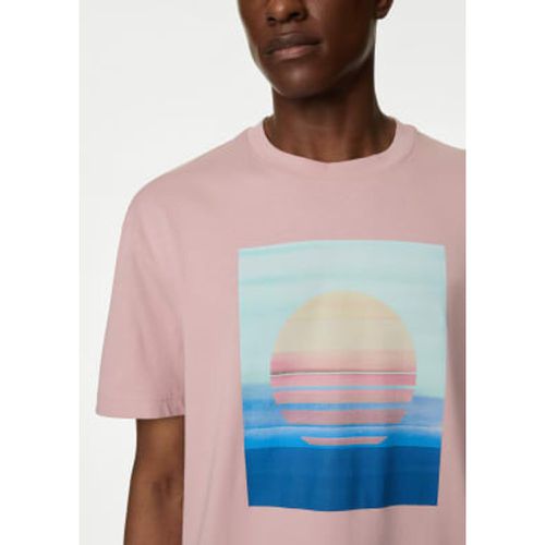 Mens Pure Cotton Sunset Graphic T-Shirt - - M&S Collection - Modalova