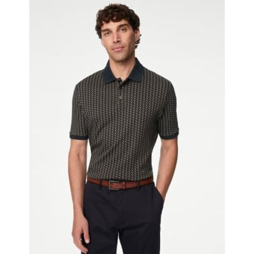 Mens Pure Cotton Geometric Print Polo Shirt - - M&S Collection - Modalova