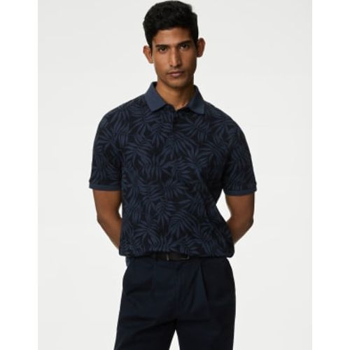 Mens Pure Cotton Leaf Print Polo Shirt - - M&S Collection - Modalova