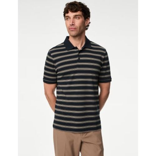 Mens Pure Cotton Striped Polo Shirt - - M&S Collection - Modalova