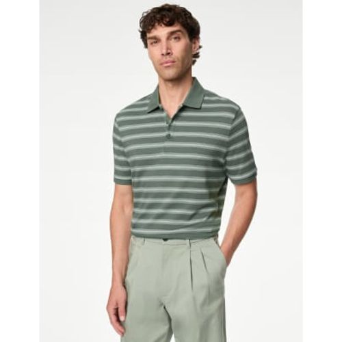 Mens Pure Cotton Striped Polo Shirt - - M&S Collection - Modalova