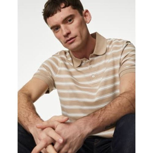 Mens Pure Cotton Striped Polo Shirt - - M&S Collection - Modalova